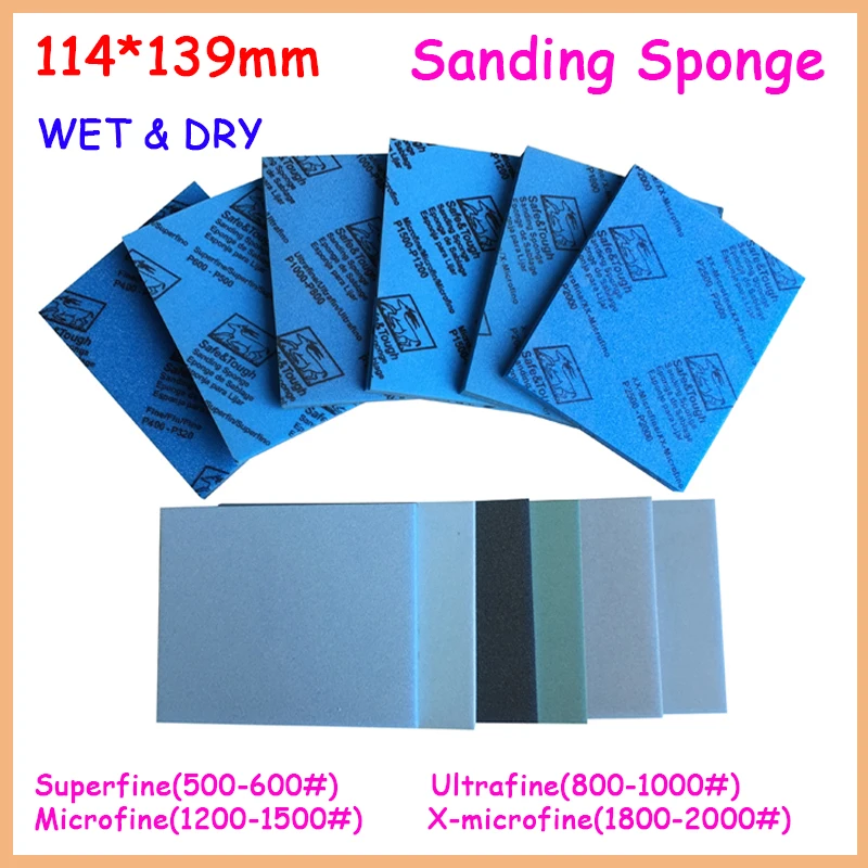 

114*139mm Safe & Tough Sanding Sponge WET & DRY Abrasive Polishing Sanding Sheets 500-600# 800-1000# 1200-1500# 1800-2000#