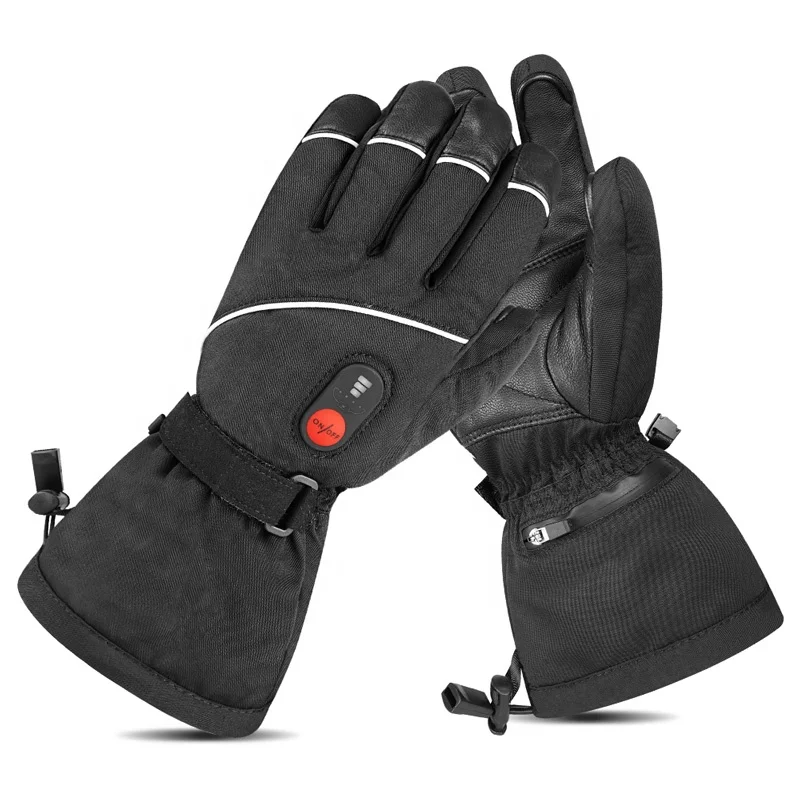 2026 Unisex Electrical Battery Heated Gloves Women Men Touchscreen Snowbroading Thermal Heat Ski Leather Heated Hand Warmers Glo