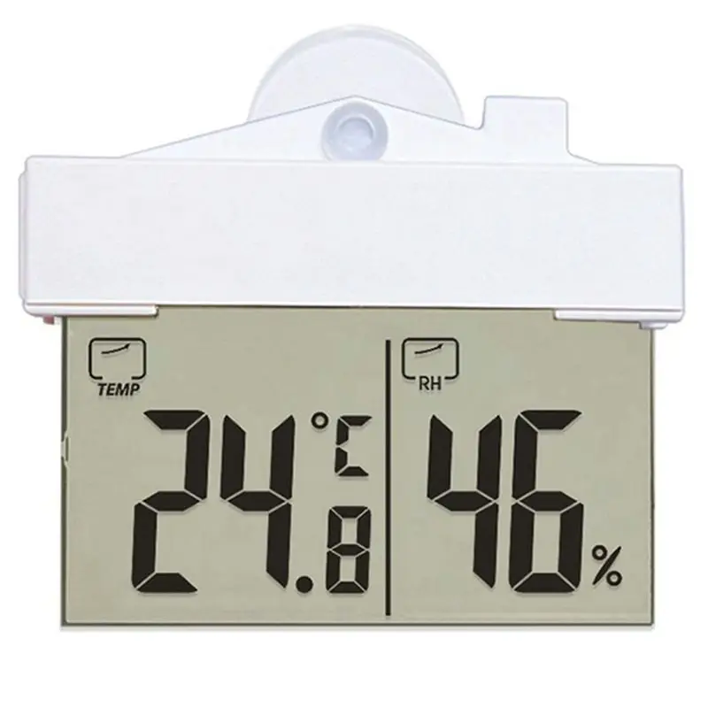 Exquisite-4X Digital Transparent Home Window Display Thermometer Hygrometer Indoor Outdoor Temperature With Sucker Suction
