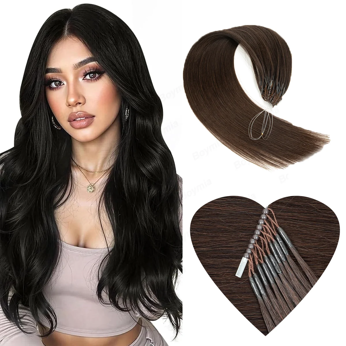 

8D Micro Link Hair Extensions Invisible Interface Hair Extension Machine Remy 360° Movement 30g 50strands per pack