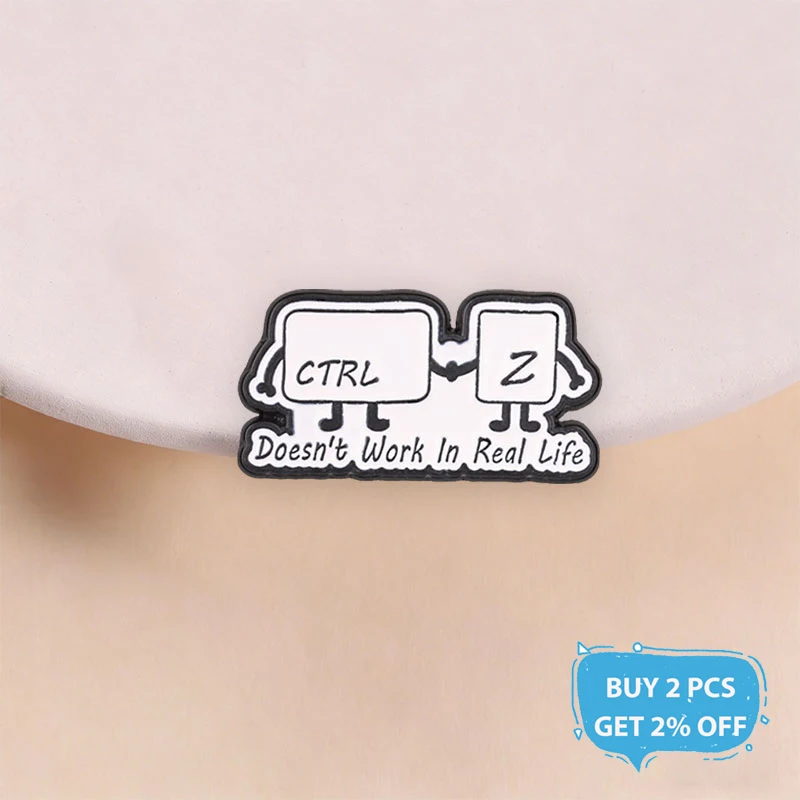 Ctrl Z Doesn't Work In Real Life Enamel Pin Computer Undo Shortcut Key Cute Keyboard Office  Worker Brooch Lapel Badge Jewelry G
