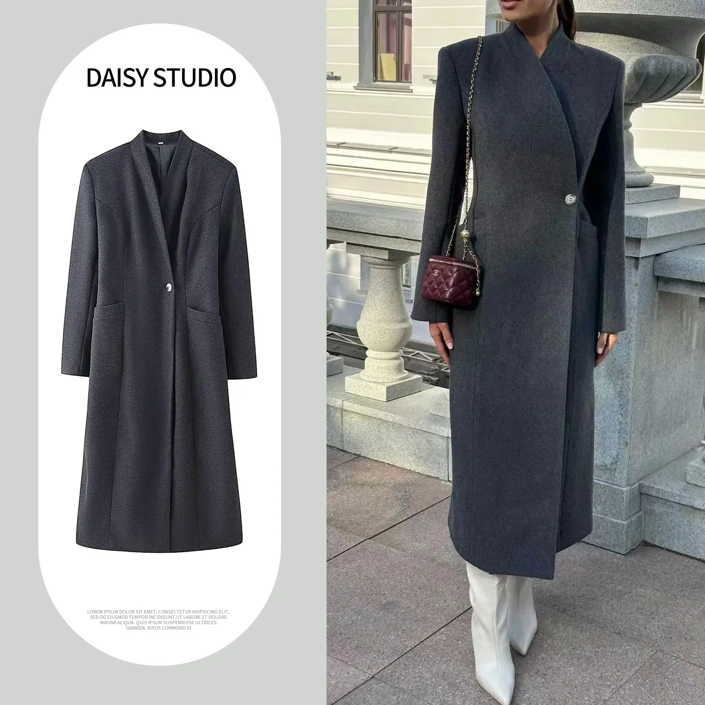 

Весенняя новинка: Женское повседневное шерстяное пальто средней длины с длинными рукавами, воротником-стойкой, декорированное одной пуговицей, в смешанных цветах