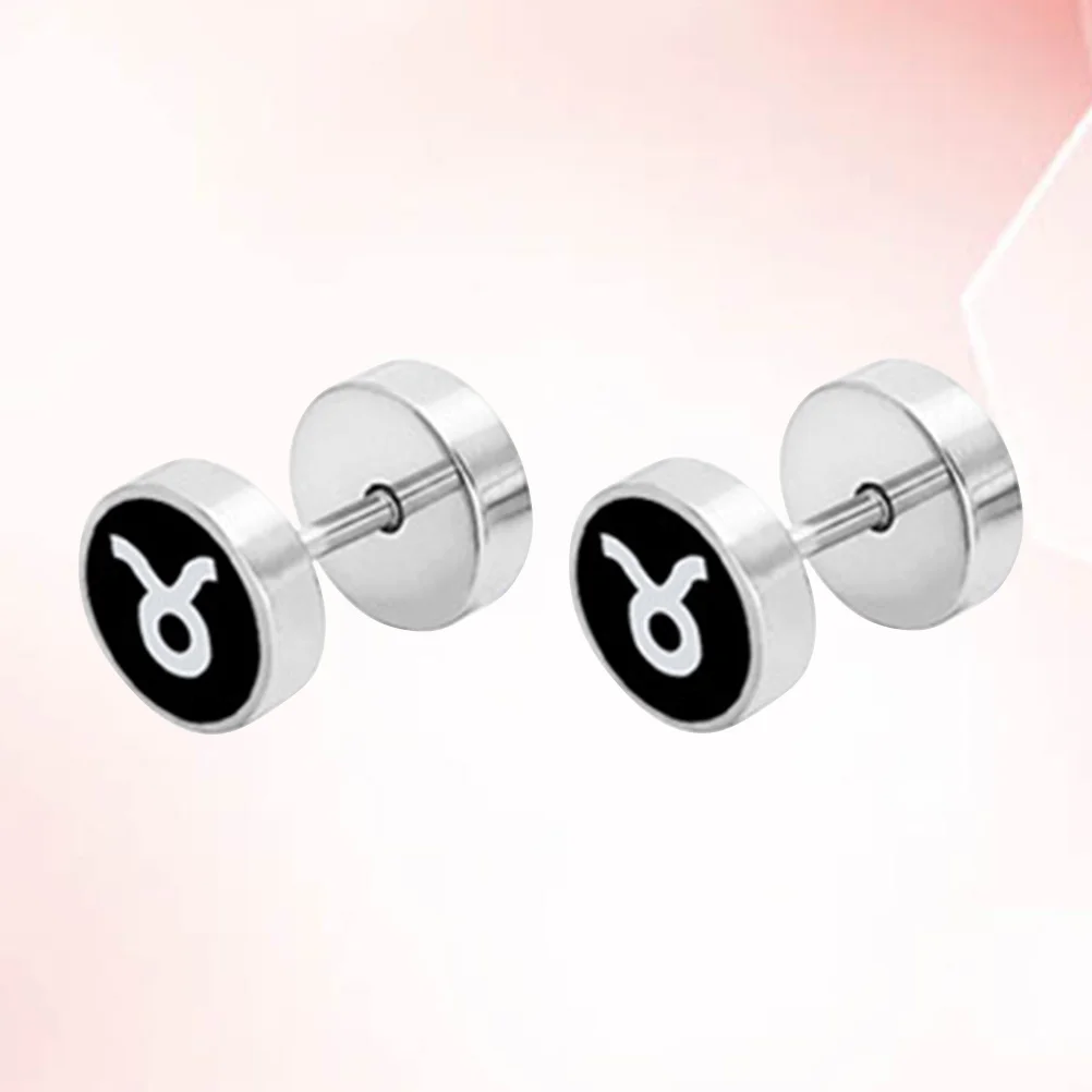 

1 Pair Stainless Steel Screw Earrings Zodiac Ear Studs For Men Women Hypoallergenic Locking Earring Backs Safety Back