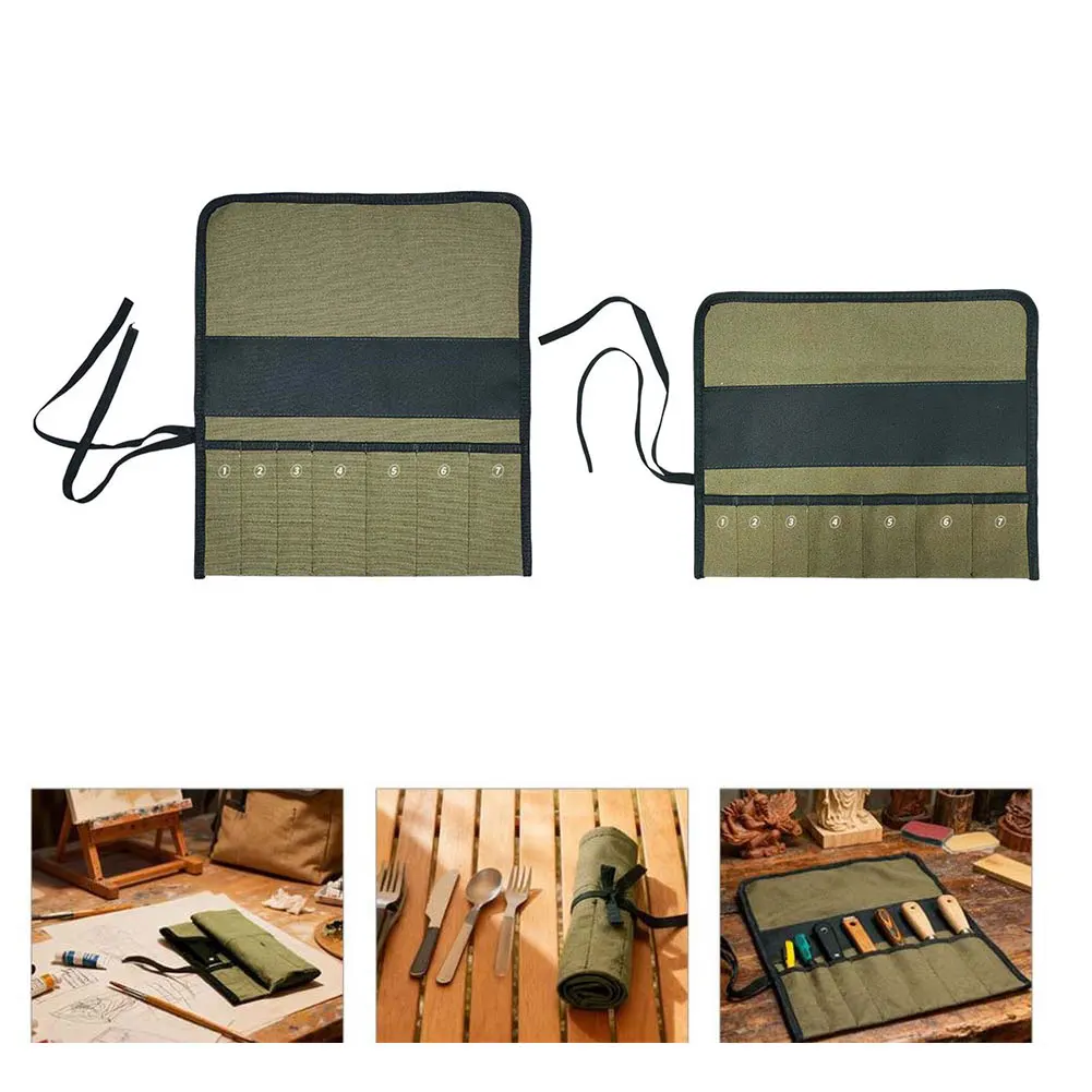 1PC Multiple Pockets Multi-Purpose Roll Up Tool Bag Wrench Pouch Hanging Tool Storage Portable Case Organizer