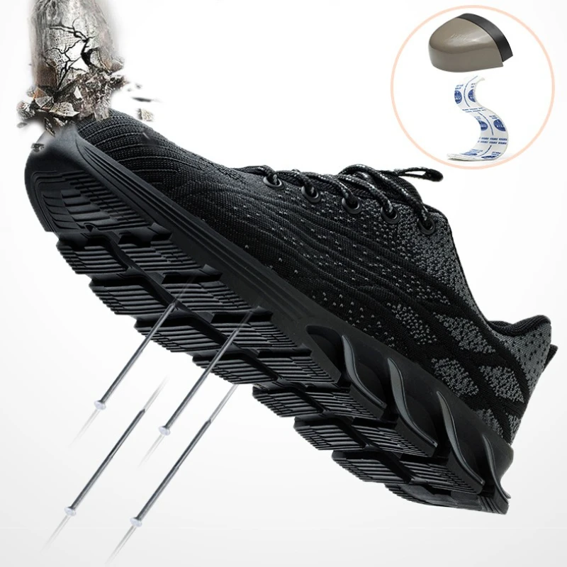 

Мужская обувь со стальным носком, дышащая рабочая обувь, нескользящая легкая защитная обувь, противоударные, противопрокольные защитные кроссовки для мужчин