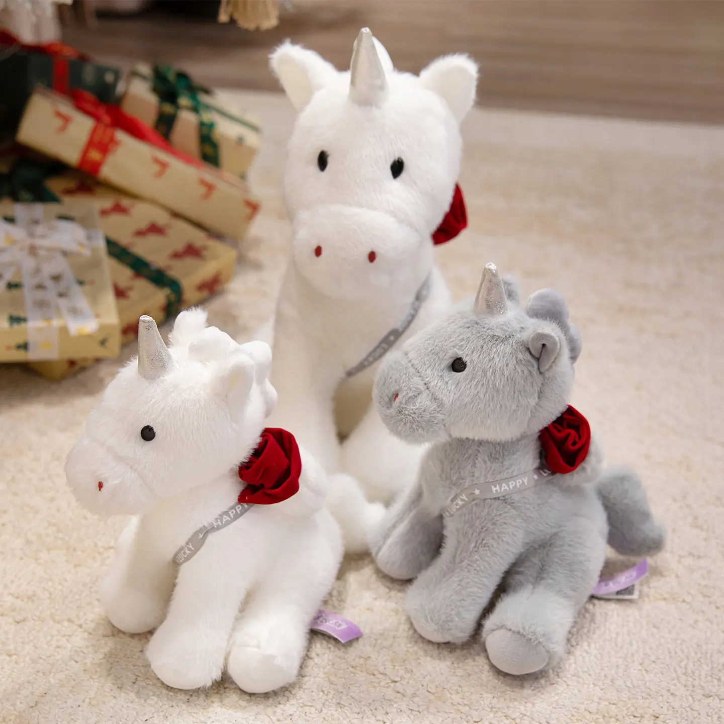

New Rose Unicorn Plush Toys Cozy Horse Unicorn Doll Lovely Kids Huggable Animal Doll Romantic Valentine's Day Gift Xmas Gifts