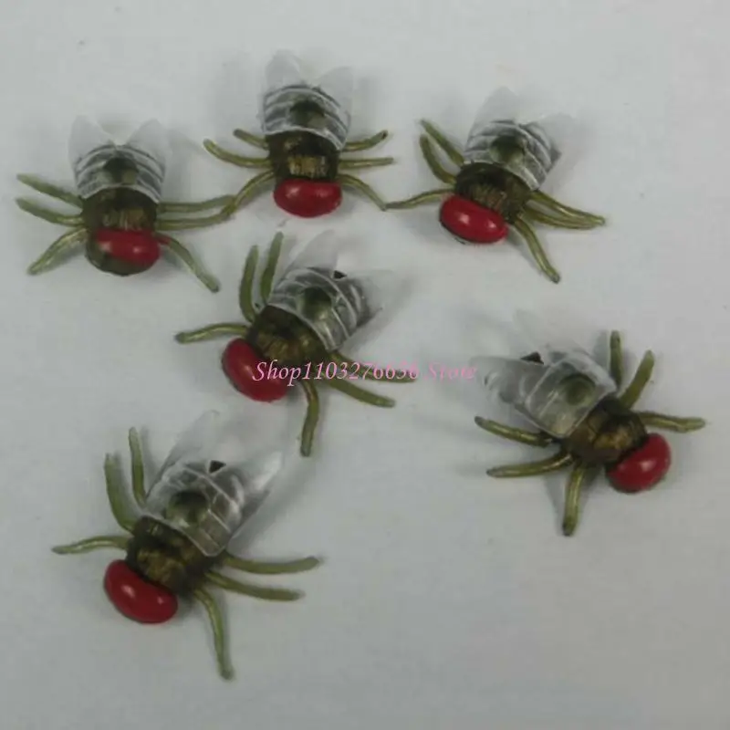 R6FD 100 Pcs Fake Flies Plastic Halloween Simulated Insect Fly Bugs Joke Prank