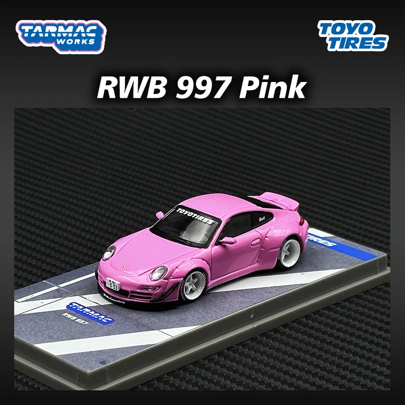 TW In Stock 1:64 RWB 997 Pink Diecast Diorama Car Model Collection Toys Tarmac Works