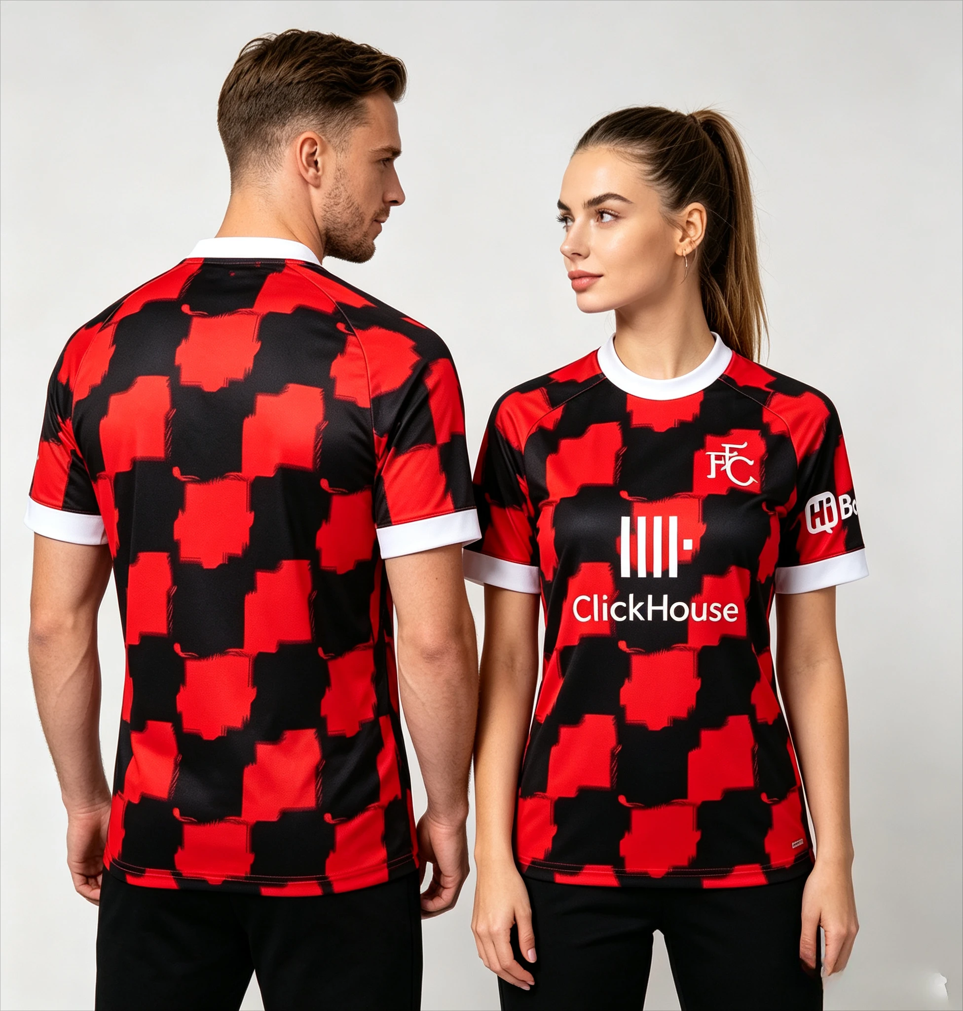26/27 Season Jerseys Red and Black Checkerboard 3D Printed Sports T-shirts Suitable for Fans' Training Casual Parent-child Wear