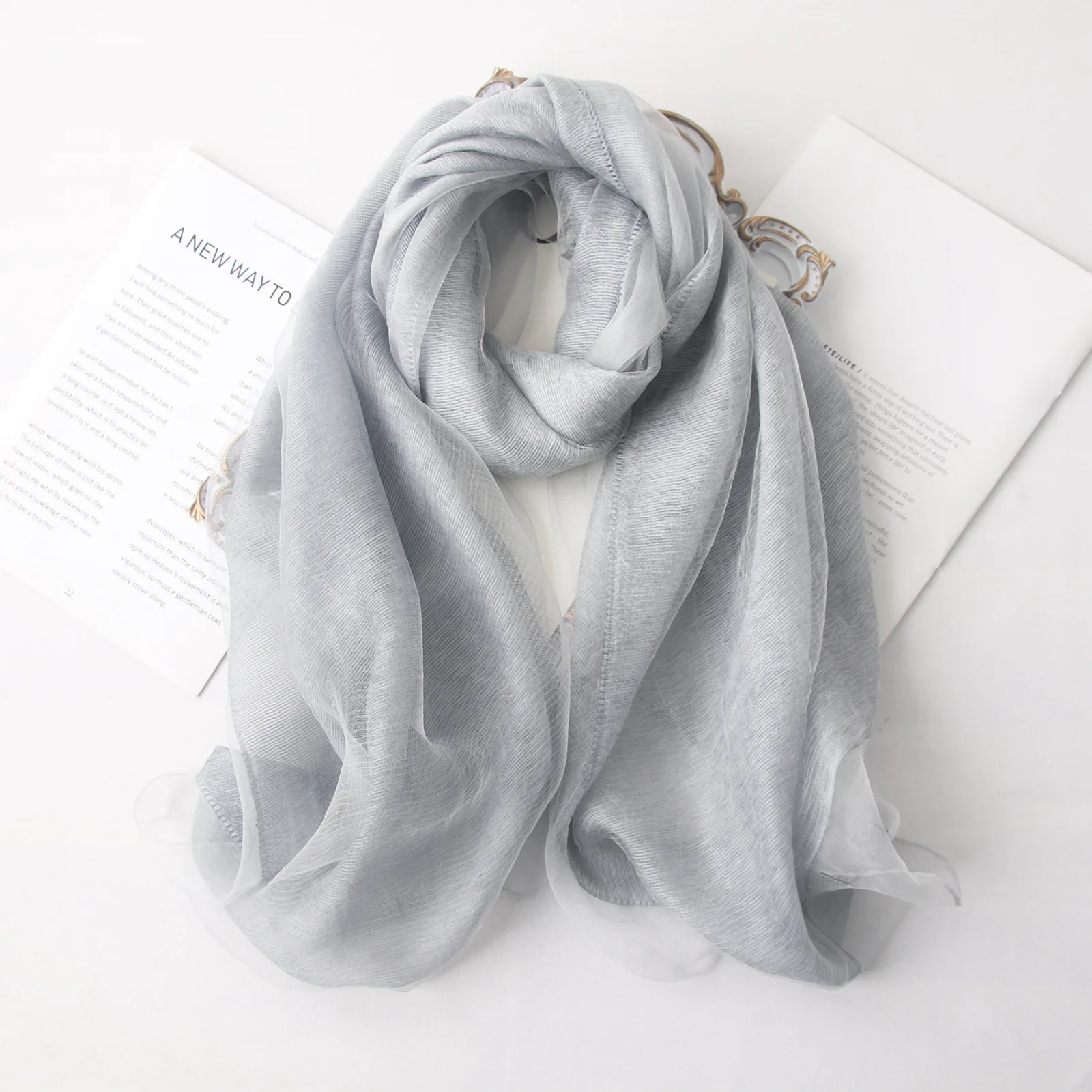 

Double-layer Mohair Wool Silk Scarf High-end Korean Version of Mulberry with Cheongsam Shawl Summer Shade