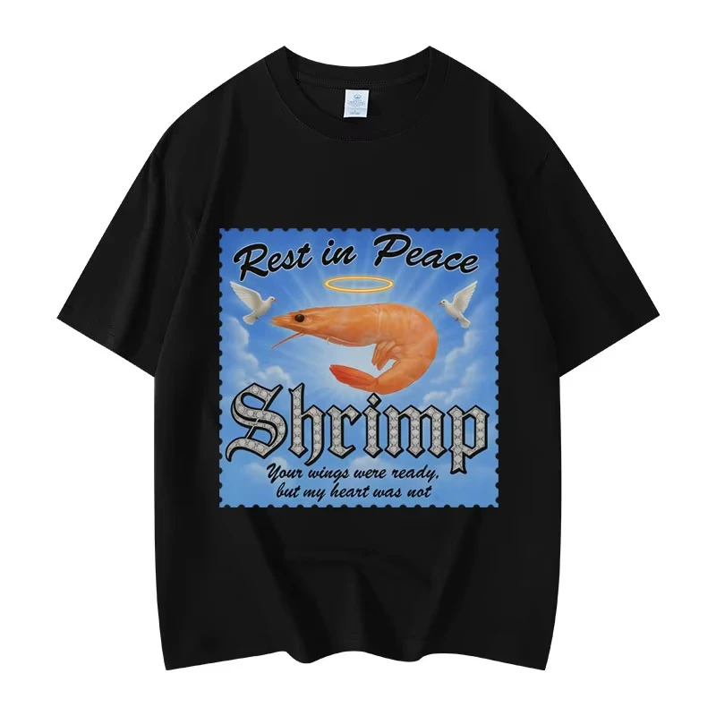 

Camiseta divertida Rest in Peace Shrimp Meme ropa femenina camiseta de verano casual