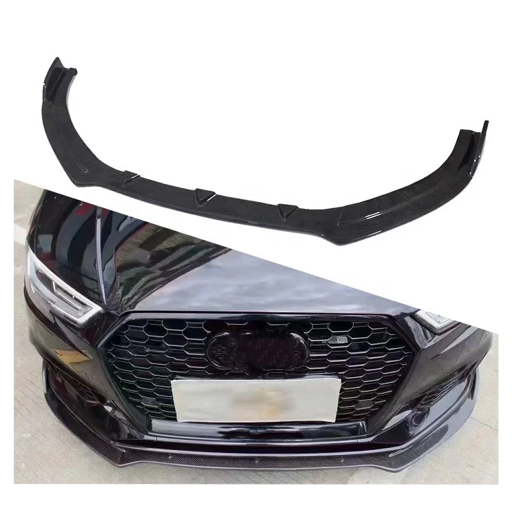 For Audi A3 Sline S3 Sedan 2012-2016 Carbon Fiber Front Bumper Lip Chin Spoiler