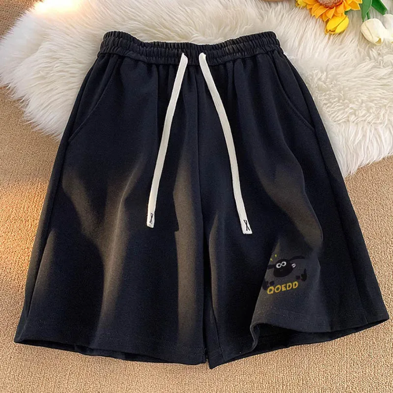 American shorts men 2024 summer new casual sports trend with loose straight leg high street niche five quarter pants