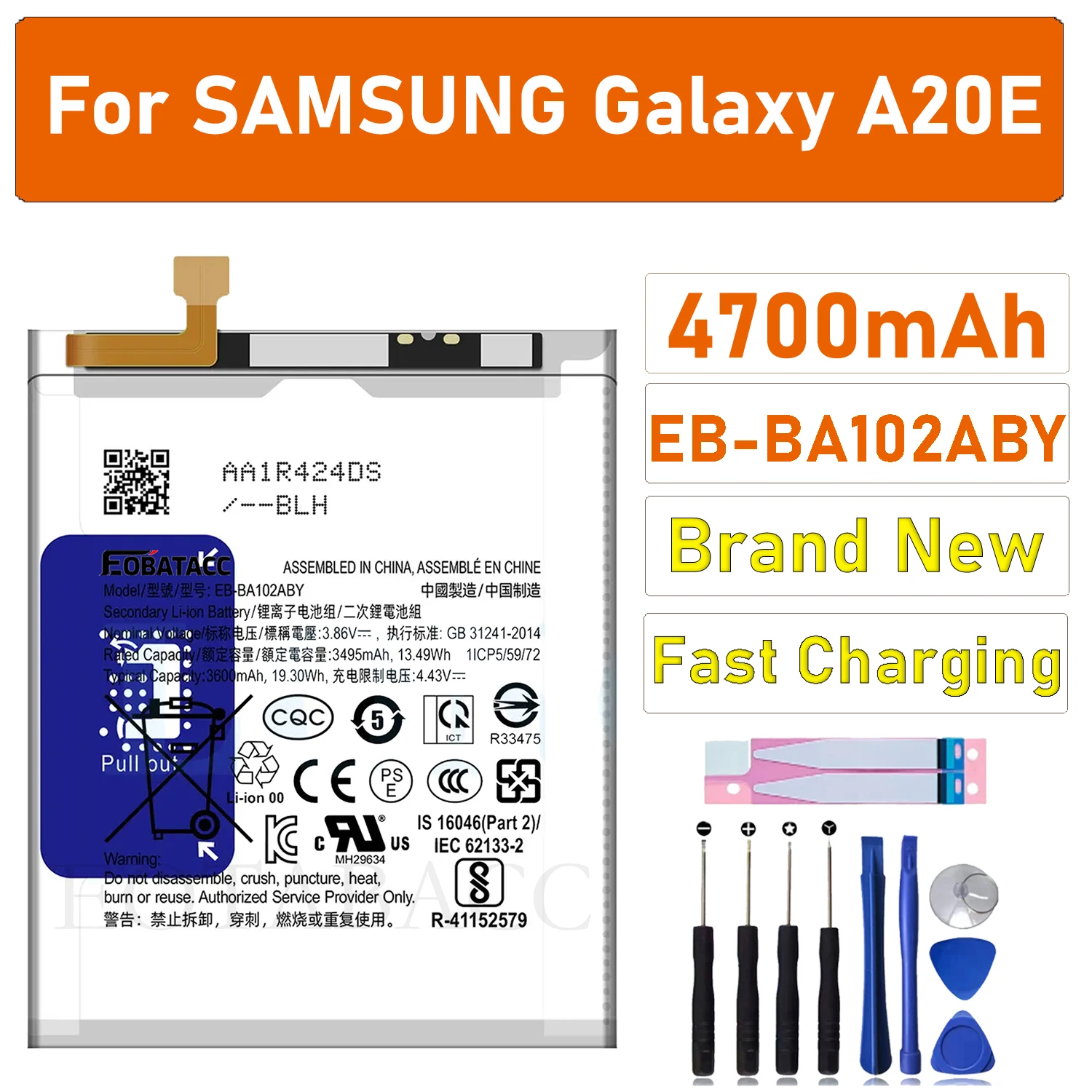 

2025 YEARS EOTABACC 100% New High Quanlity Battery EB-BA102ABY For Samsung A20E Battery +Tools