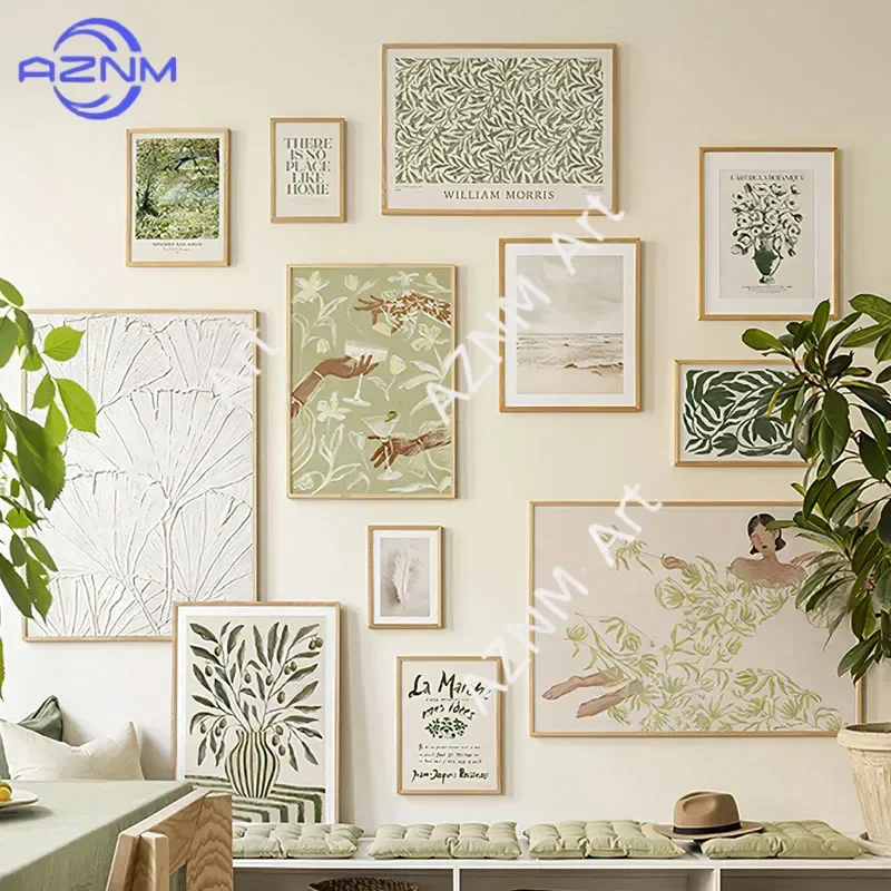 Boho Abstrakte Mädchen-Cocktailvase, Blätter, Blumen, Wandkunst, Leinwandgemälde, Poster und Drucke, Wandbilder für Wohnzimmer-Deko