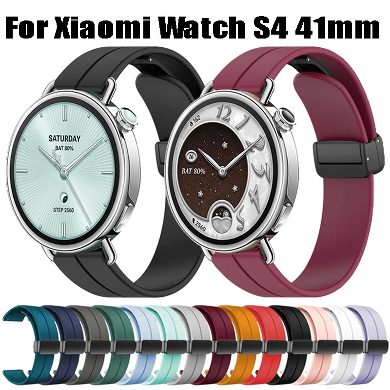 Correa magnética de silicona de 18mm para Xiaomi Watch S4 41mm/Venu 4 41mm 2S 3S, correa deportiva para Oneplus Watch 3 43mm/Oppo Watch X2 Mini