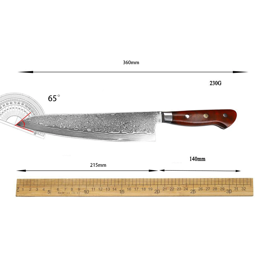 8.5 Inch Chef Knife 67-Layers Damascus VG10 Steel Blade Rosewood Handle Sharp Cleaver Slicing Gyutou Japanese Kitchen Knives