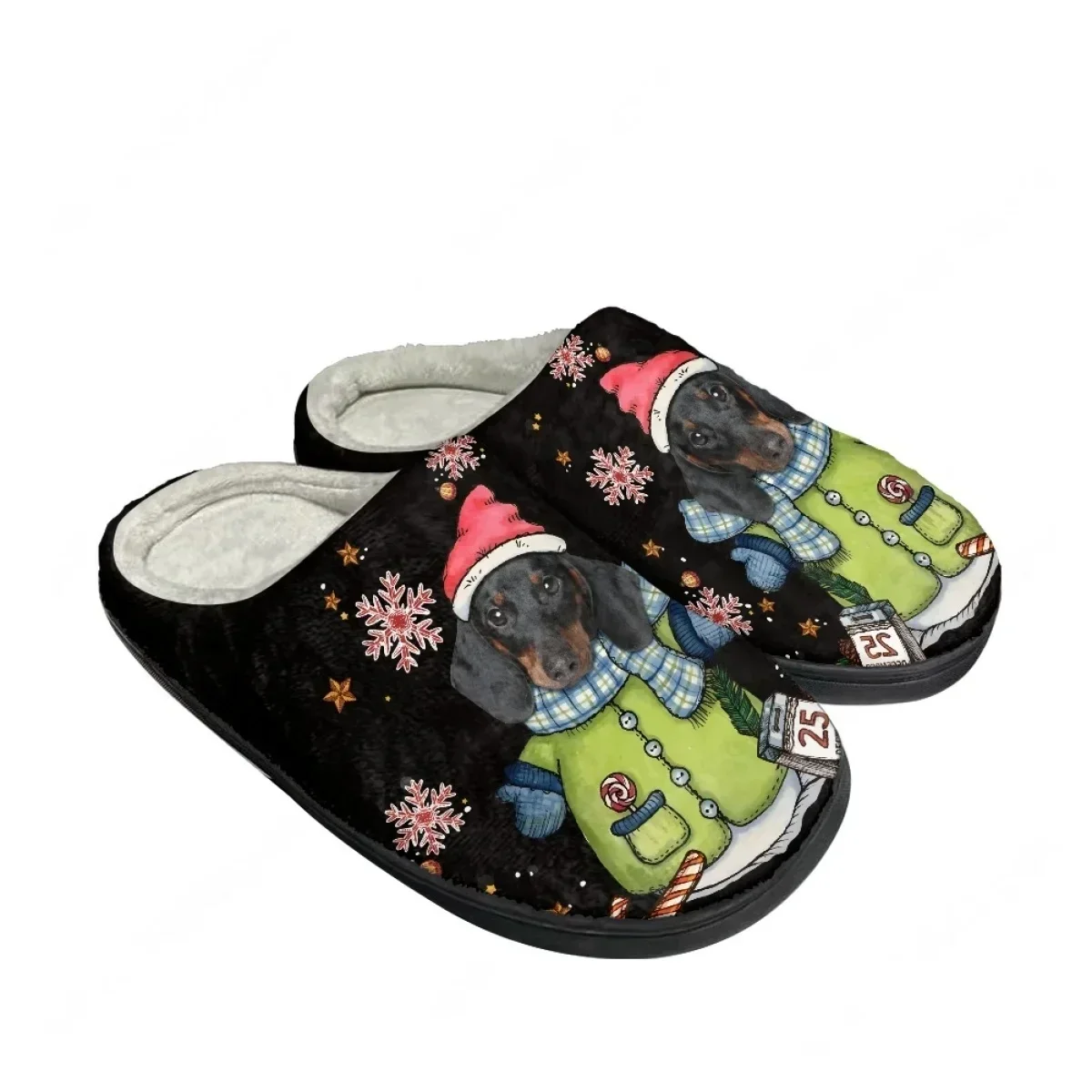 Christmas Cute Panda Snowflakes Dachshund Pink Home Cotton Slippers Mens Womens Teenager Plush Bedroom Keep Warm Custom Slipper view 4