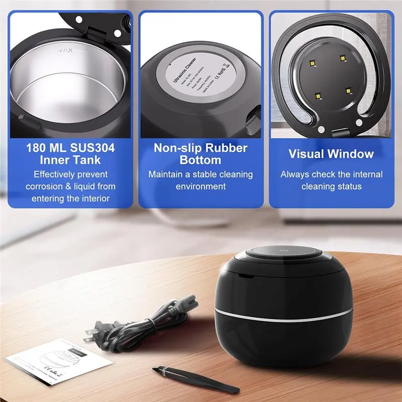A74G-Jewelry Cleaning Machine Ultrasonic For Retainers Dentures Mini Portable UV Cleaner For False Teeth US US Plug