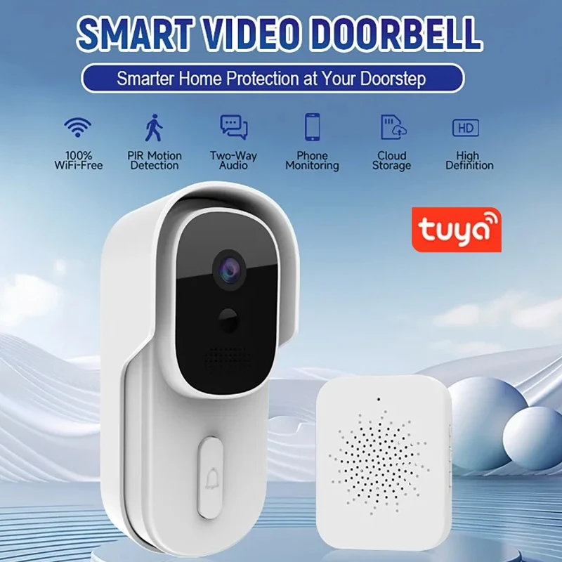 ワイヤレスビデオドアベルカメラ-wifi-スマートドアベル-tuya-スマートホームセキュリティ-pir-モーション検出ナイトビジョンインターホンドアベル