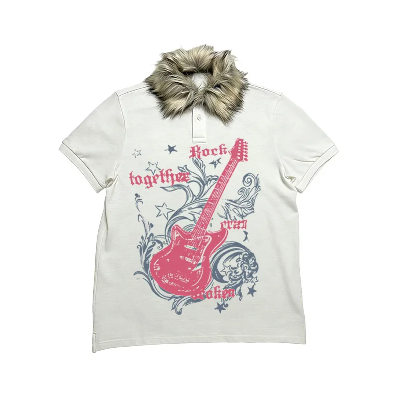 2025 inverno nova moda feminina harajuku rua tendência combinação mao colarinho manga curta camiseta gótico y2k roupas