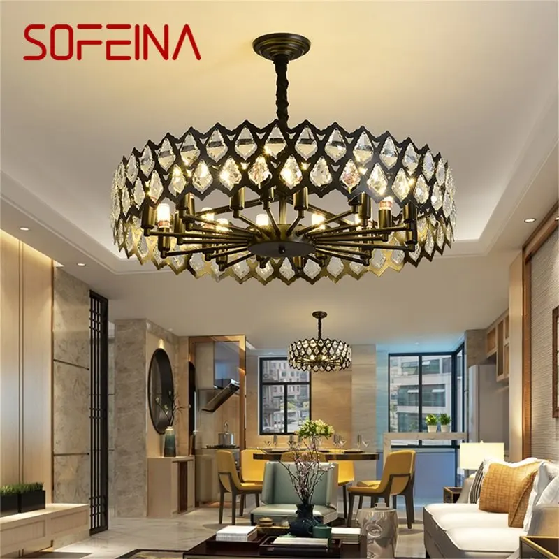 

SOFEINA Black Chandelier Fixtures Modern Creative Branch Crystal Pendant Lamp Light Home LED for Decoration