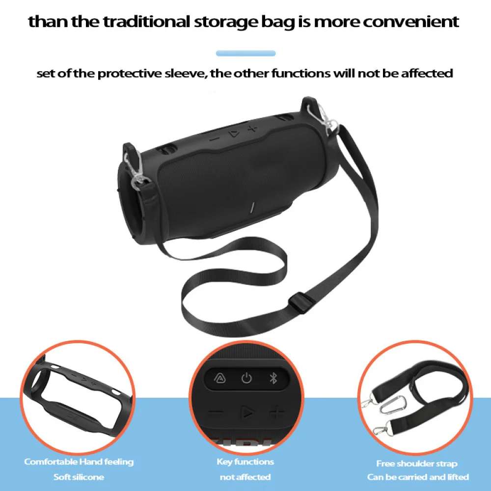 Silikon Fall Abdeckung für JBL Charge 6, Bluetooth Lautsprecher, Reise Tragen Schutzhülle mit Schulter Gurt und Karabiner