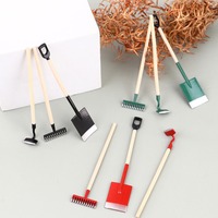 3Pcs 1:12 Dollhouse Dollhouse Miniatures Gardening Shovel DIY Vintage Dollhouse Mini Shovel Rake Mini Cute Doll Farming Kits