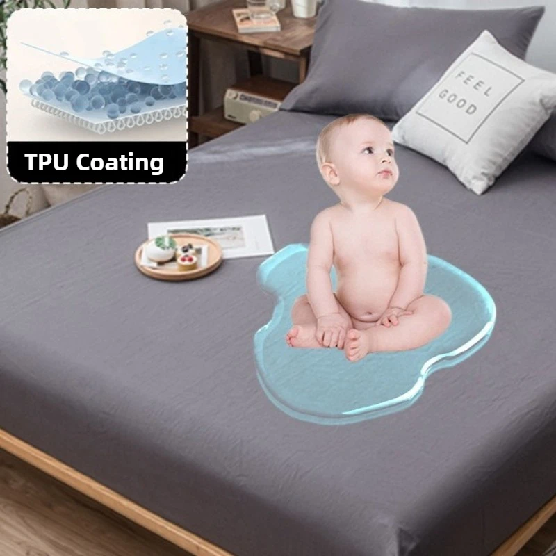 Waterproof Fitted Sheet with Elastic Bands Non Slip Adjustable Mattress Covers for Single Double King Queen Bed,140/160/200cm