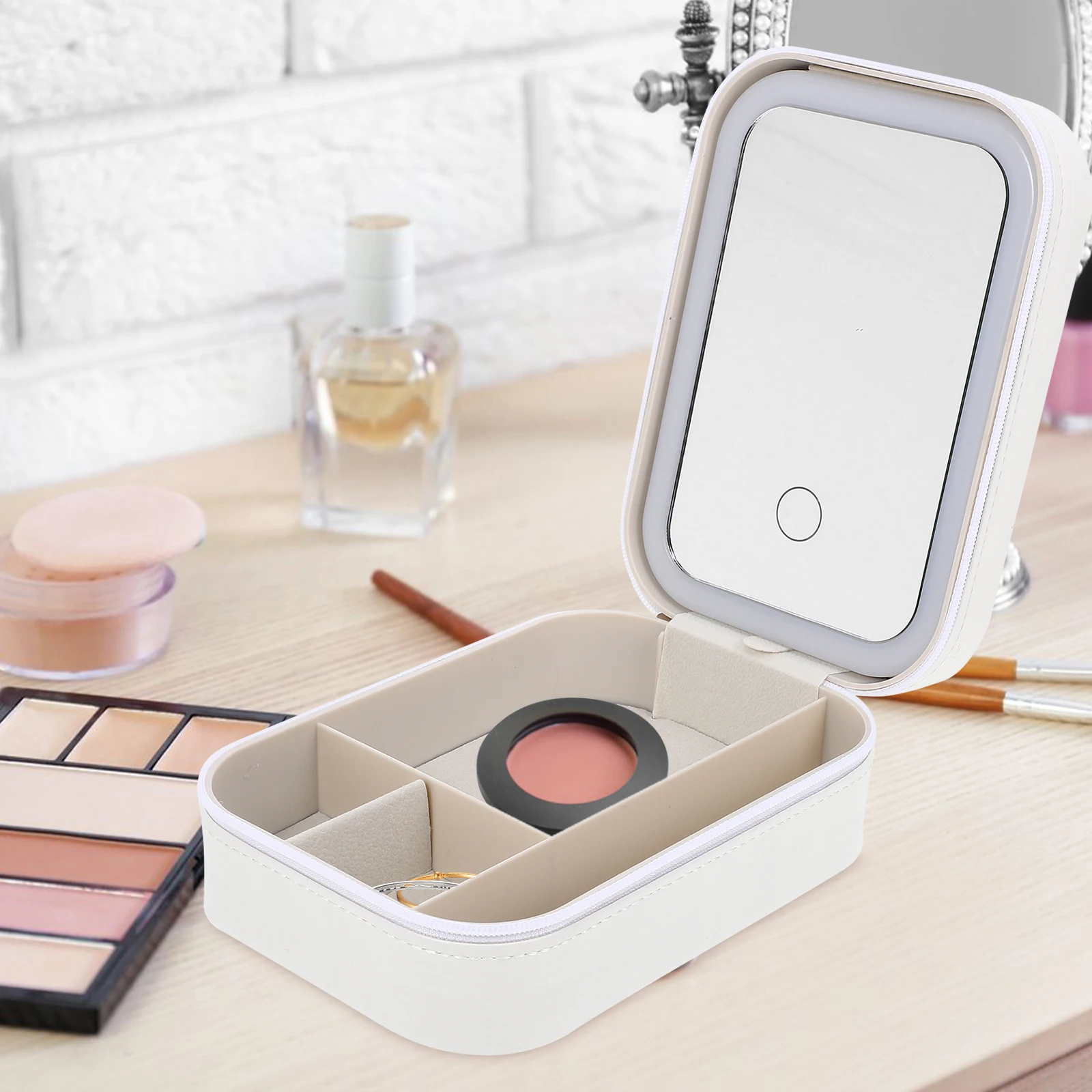 

Makeup with Organizer For Travel Case Portable Storage Box Makeup Case With Lighted Mirror for Travel Small Organizer