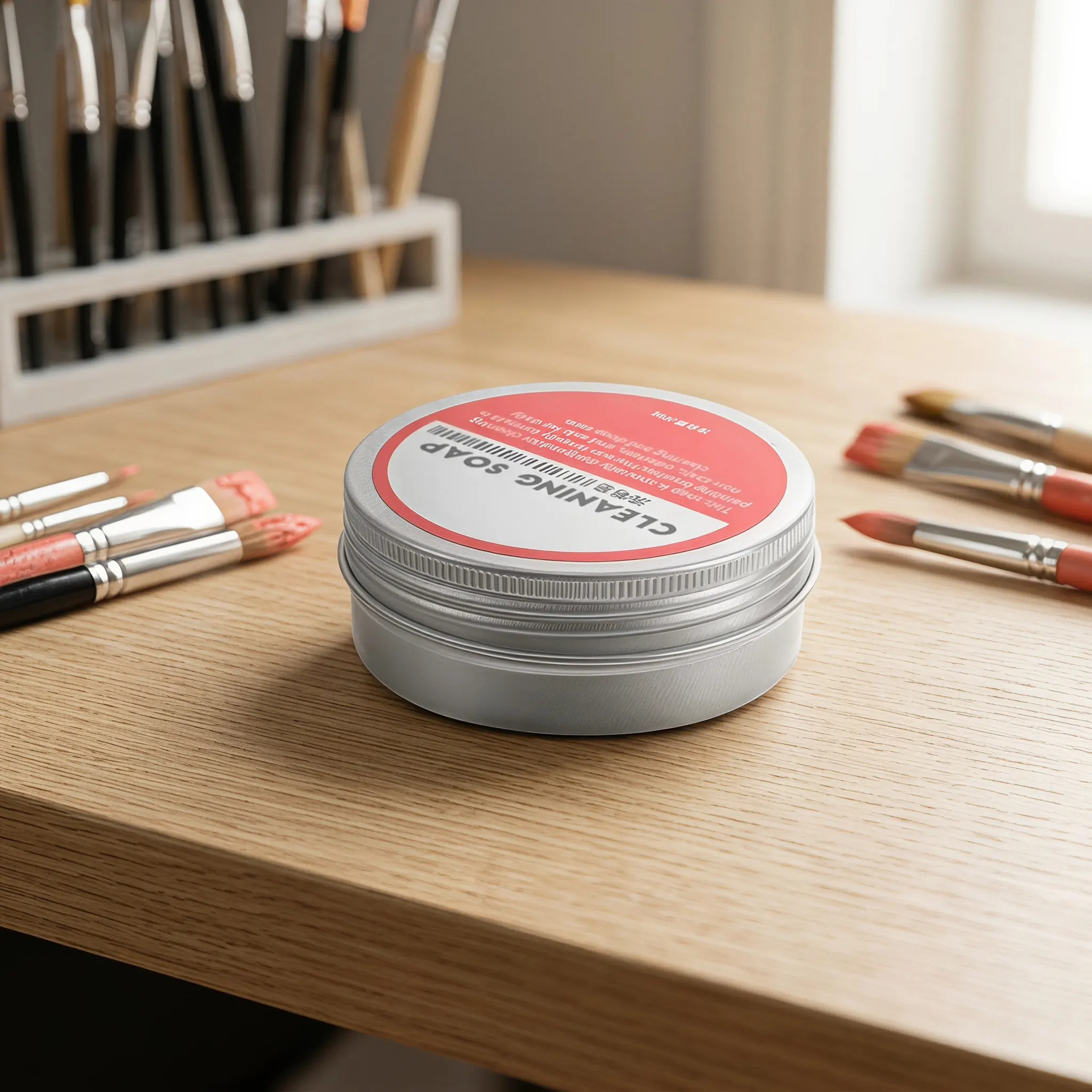 Solid Paintbrush Cleaning Soap Bar Compact Tin Container Deep Conditioning Brush Soap for Artists Makeup and Face Paint Brushes