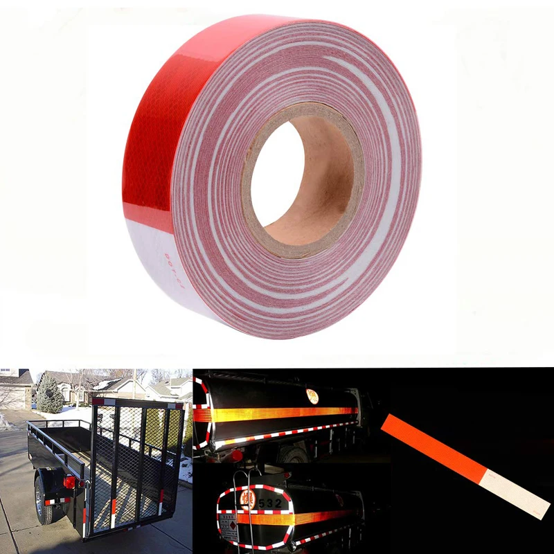 DOT-C2 Reflective Safety Tape Red/White Conspicuity Tape For Vehicles, Trailers, Boats, Signs