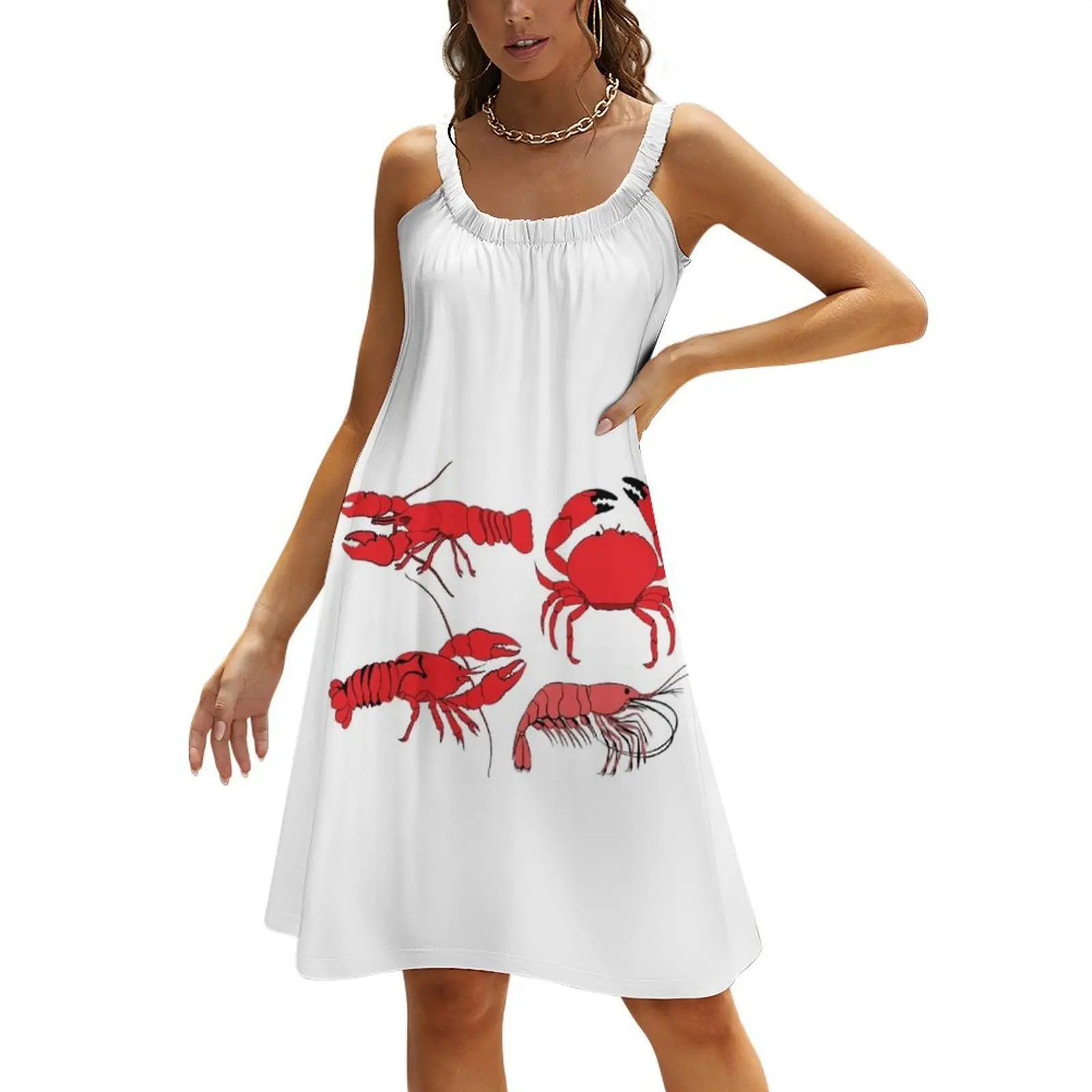 

Crawfish, crab and shrimp Beach Sling Skirt Dress for girls long sleeve dress summer dresses ladies 2024