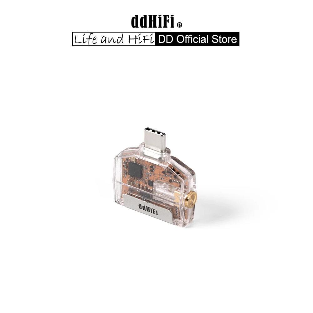 DD ddHiFi TC35Air T‑Shape USB‑C to 3.5mm Hi‑Res DAC Amp, Transparent PC, CS43198 DSD256 24Bit/384kHz, In‑line Mic, RGB Indicator