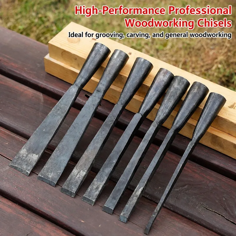 Old Style Forged Wood Chisel, Hand Forged Hardened Steel Flat Chisel for Woodworking, Sharp Durable Carpenter Tool