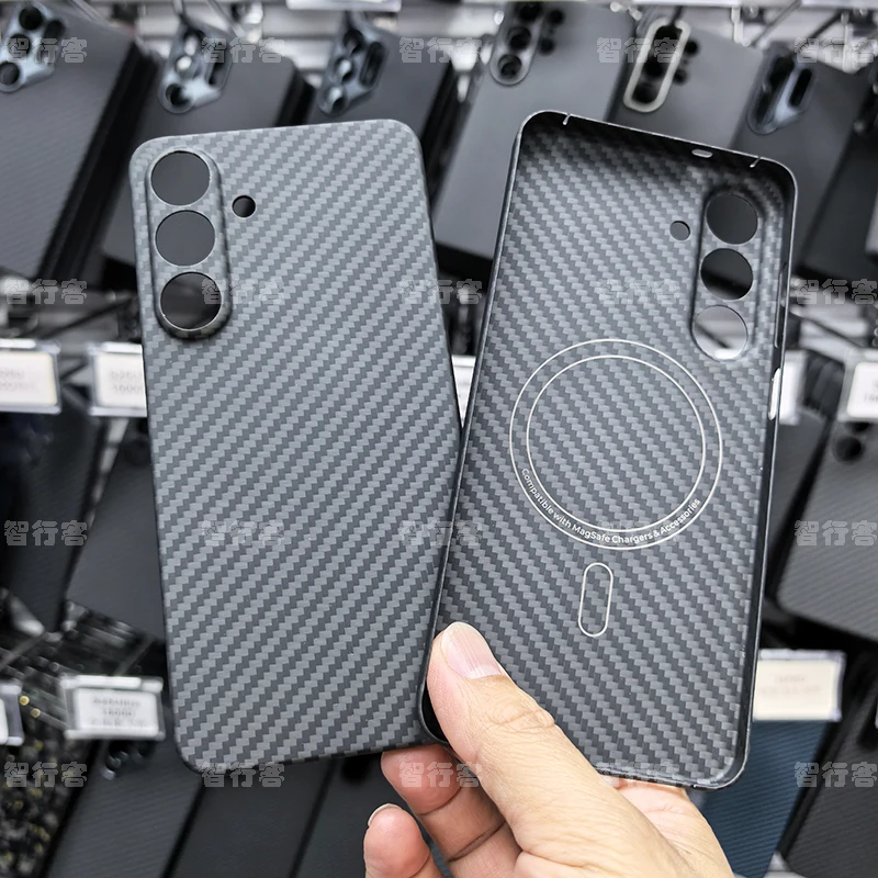 ZXKE Carbon Fiber Case voor Samsung Galaxy S26 S24 S25 Ultra met ingebouwde ijzeren plaat, magnetische autohouder, Magsafe, Aramid Fiber behuizing - afbeelding 1