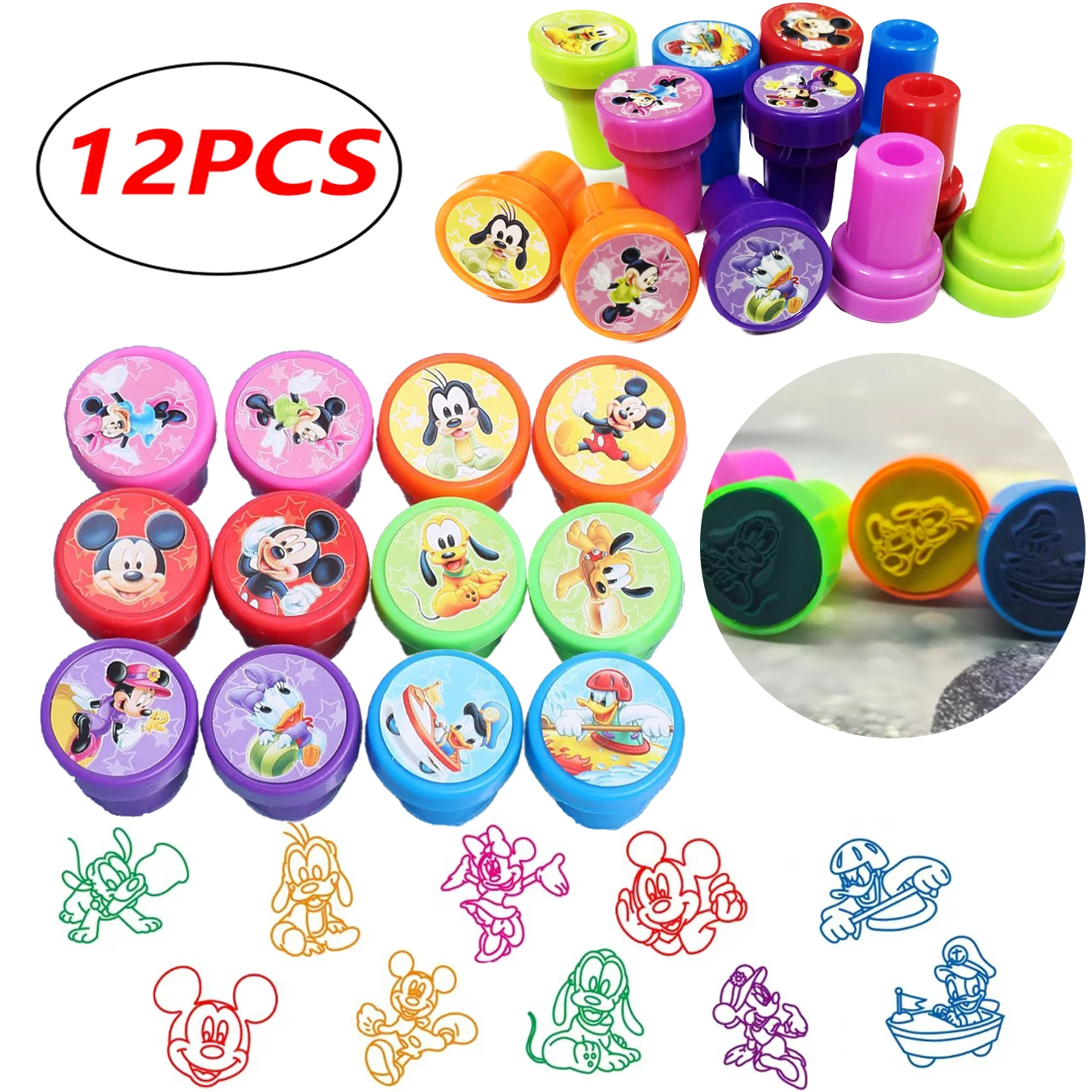 

12/24/36/48/60pcs Mickey Minnie Party Favor Seal Stamp Giveaway Classroom Rewards Prizes Souvenir for Gifts Kids Christmas Gifts