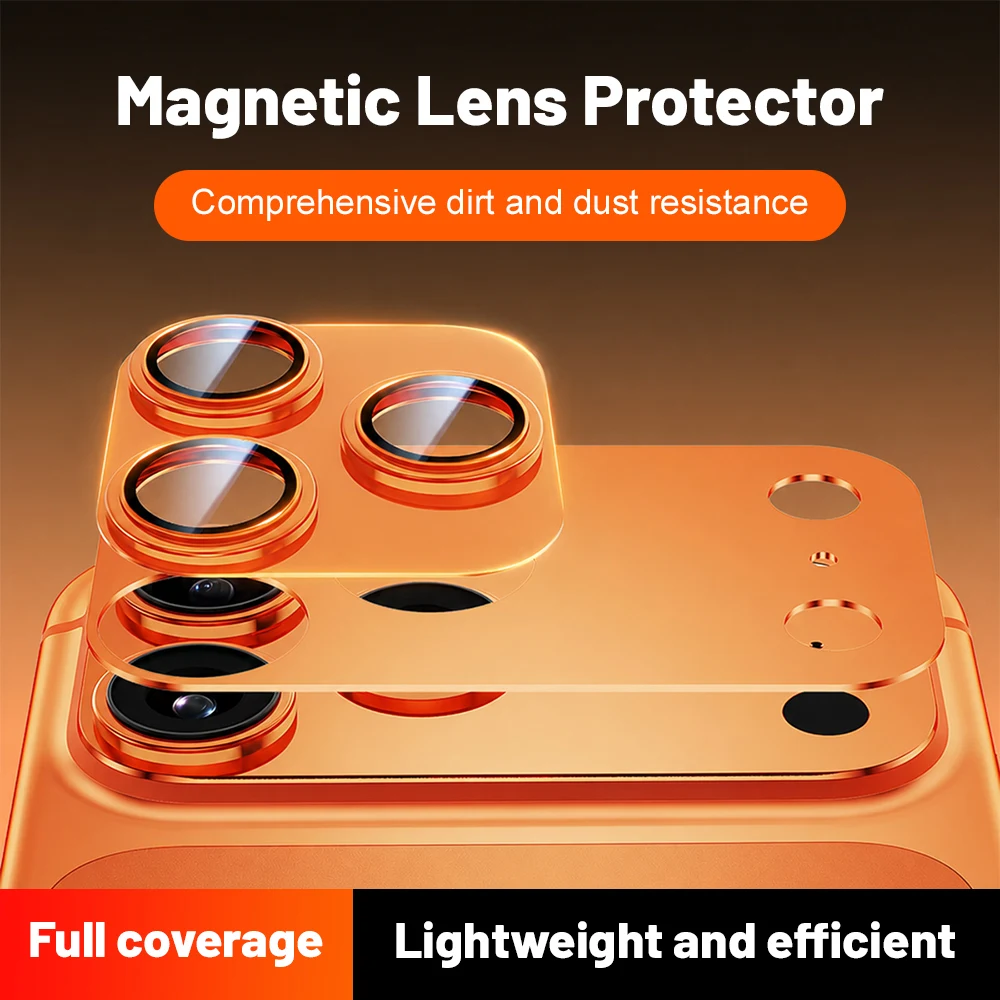Magnetic Camera Lens Protector Film For Apple iPhone 17 Pro Max Shockproof Snap-On Magnetic Lens Cover Full Coverage Lens Guard view 2
