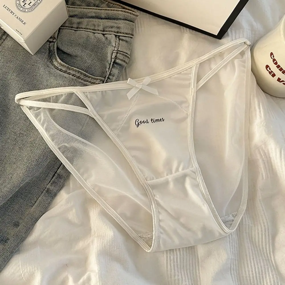 

Underpants Cotton Crotch Breathable Elastic Satin Low Waist Briefs Women Underwear Adjustable Mesh Briefs Korean Style Panties