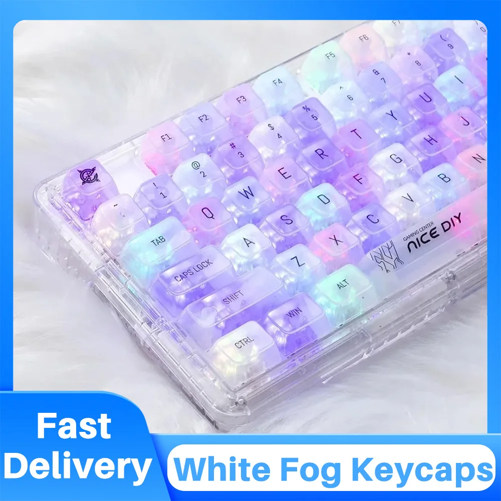 

141 Key Clear PC Keycaps MDA Profile Keyboard Keycap White Fog Translucent Keycaps Set for Cherry Gateron MX Mechanical Keyboard