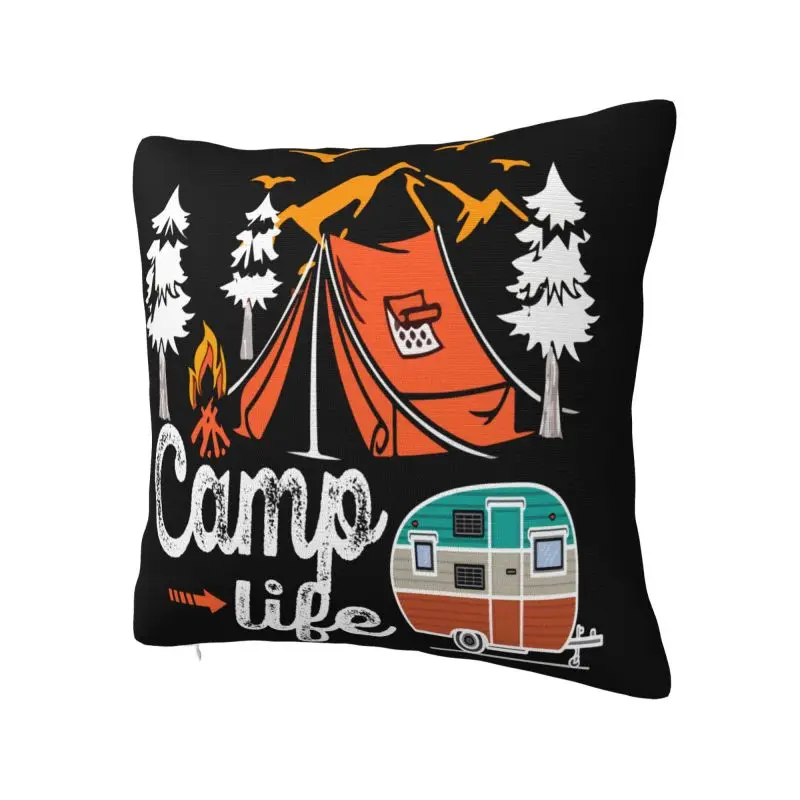 Fashion Camp Life Camping Cushion Cover 40x40cm Soft Adventurous Pillow for Car Square Pillowcase Home Decor