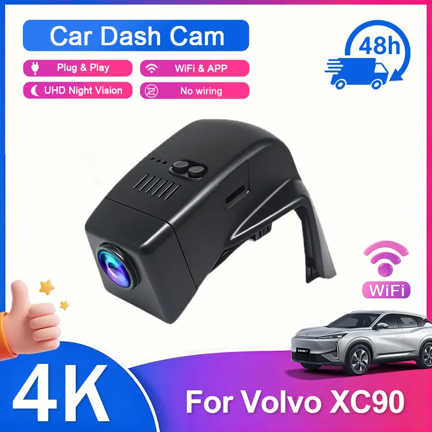 4K UHD Car DVR Dash Cam Camera Video Recorder Easy Installation For Volvo XC90 2015 2016 2017 2018 2019 2020 2021 2022 2023 2024