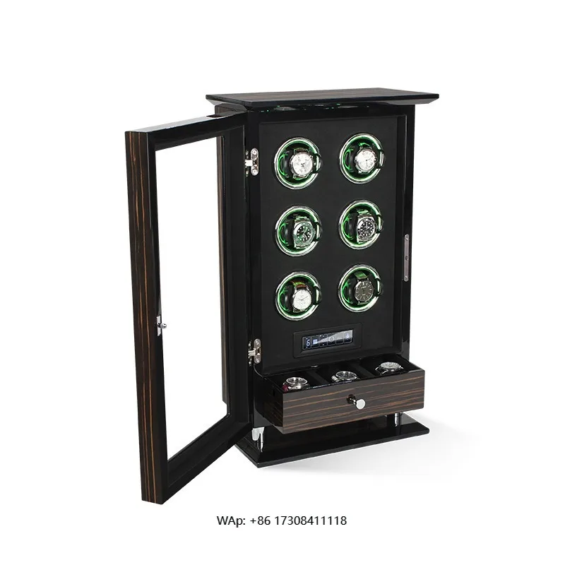 Luxury Watch Winder Box Fingerprint Unlock Mechanical Watches Safe Box Automatic Winding Collection Gradient Atmosphere Lamp