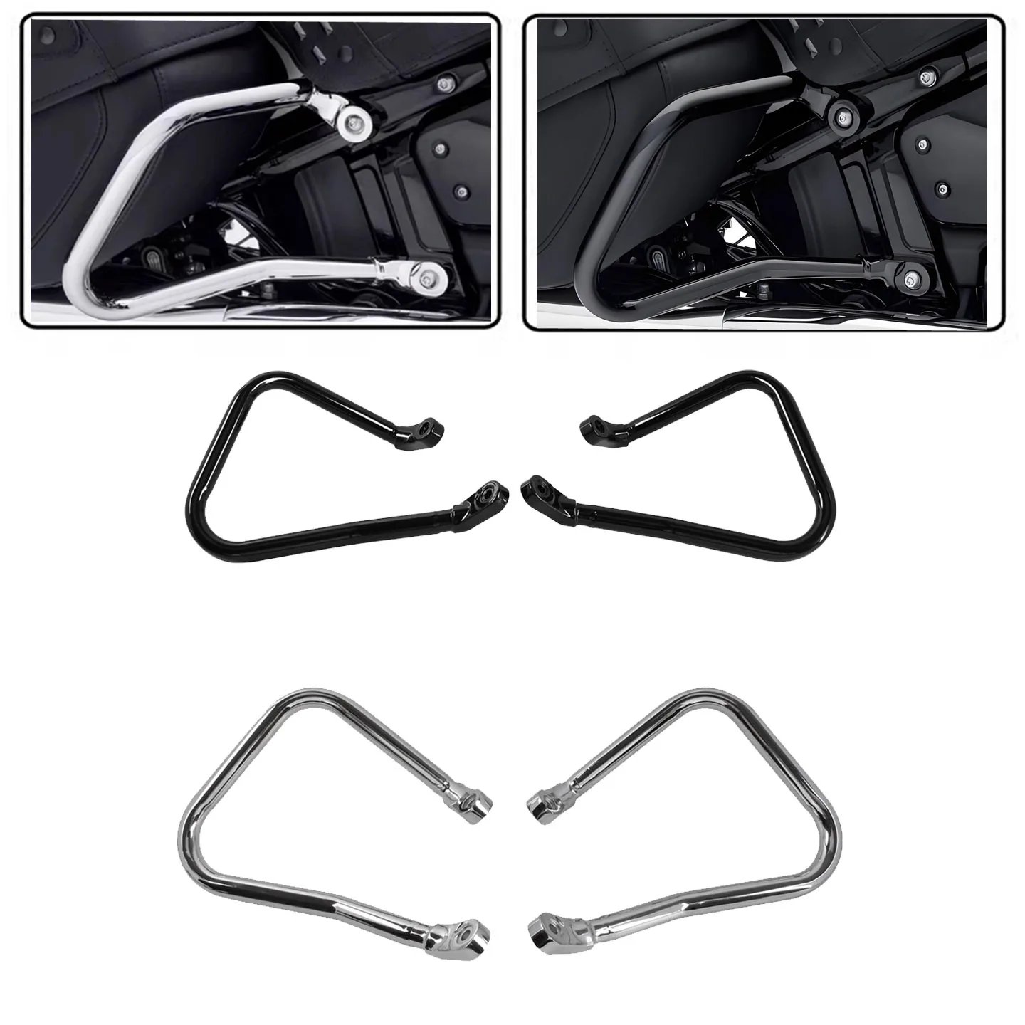 For Heritage Classic/Softail Slim/Fat Boy modification accessories: side box guard, rear bumper, and bumper impact bar view 4