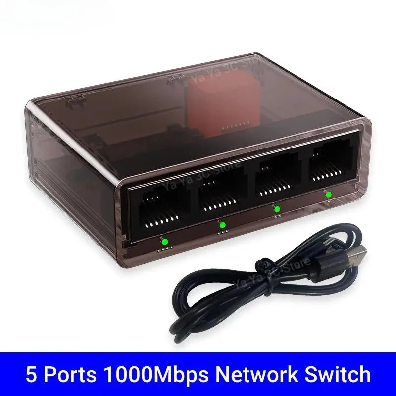 

5 Port 1000Mbps Ethernet Switch Gigabit Ethernet Smart Switcher RJ45 Hub Internet Splitter for Router PC Lan Full/Half Duplex