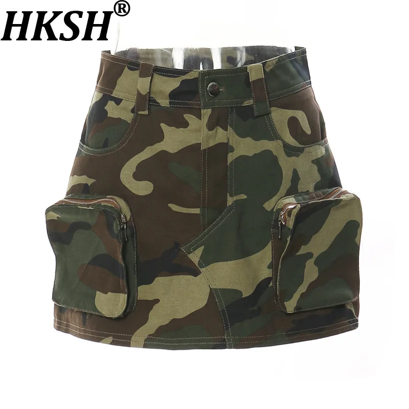 HKSH Women Chic Short Skirt 3D Pockets A-line Motorcycle Style Streetwear Retro Safari Style Tide Skirts New Summer 2026 HK19475