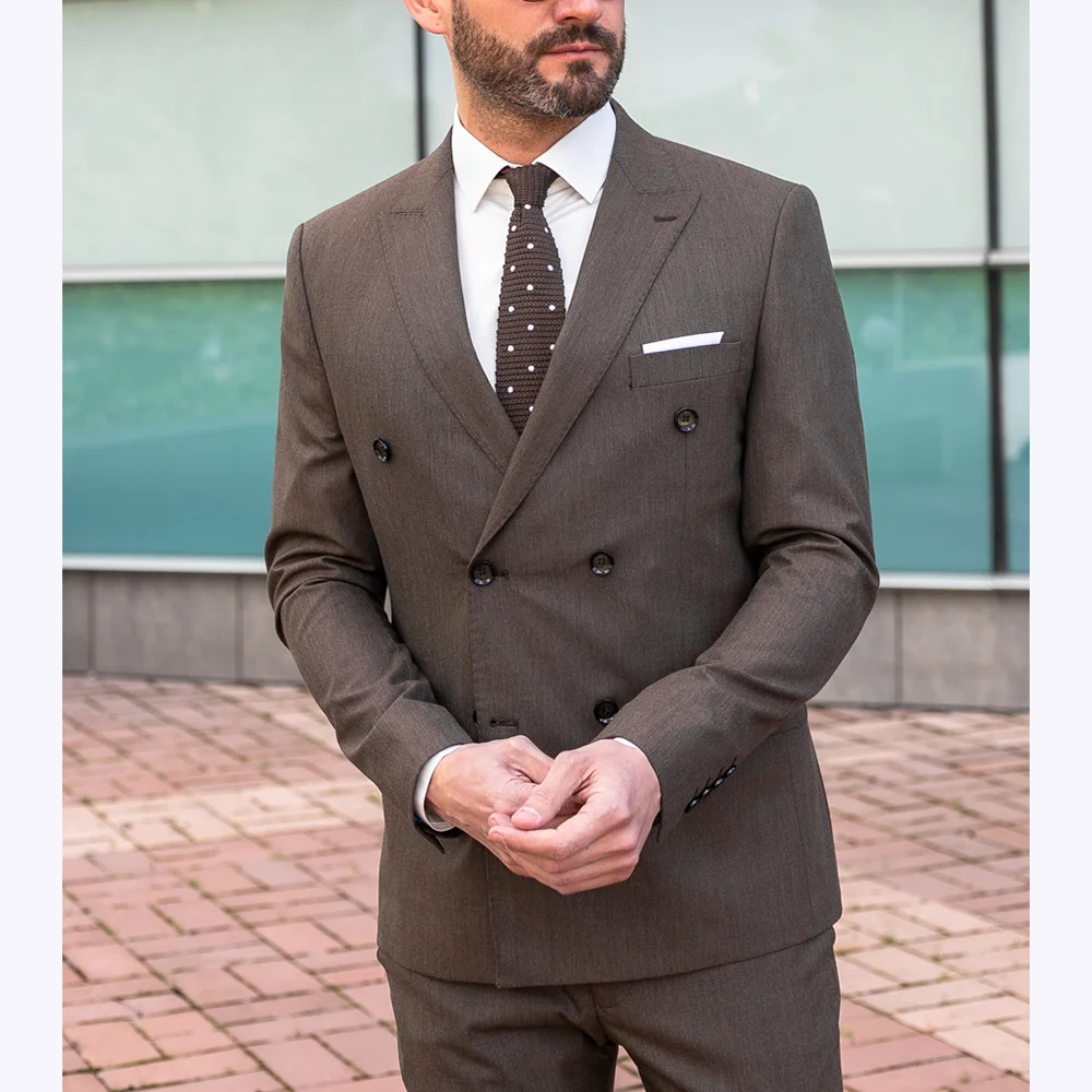 

Customized Men Suits Formal Outfit Doubl Breasted Casual Man Sets Peak Lapel 2 Piece Slim Fit Office Work Business Party Suit