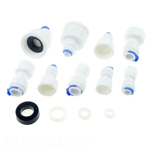 Sistema de agua RO de ósmosis inversa, tubo de manguera OD de 1/4 "", 3/8"", 8mm, conectores rápidos de tubo de plástico hembra de 1/4 "", 1/2"", 3/4"", 1/8""
