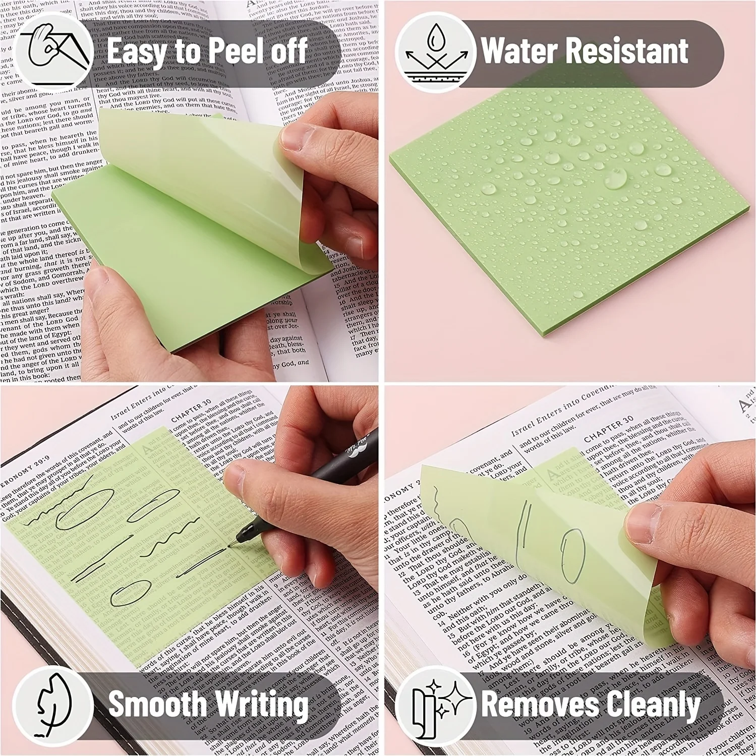 Transparent Sticky Notes, 600 Sheets, Vintage Colors, PET Multicolor For Bookmarks,Studying,Office,School Planner Memo