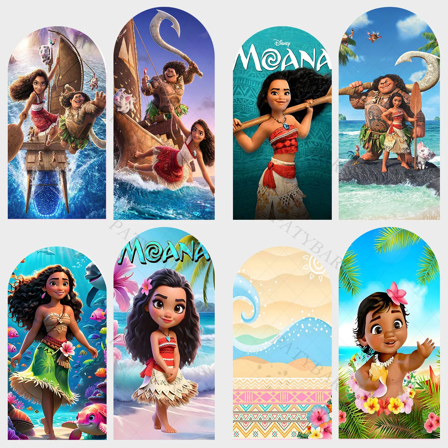 Arco Moana Maui océano aventura fondo niños fiesta de cumpleaños telón de fondo poliéster arco Banner fotografía Accesorios